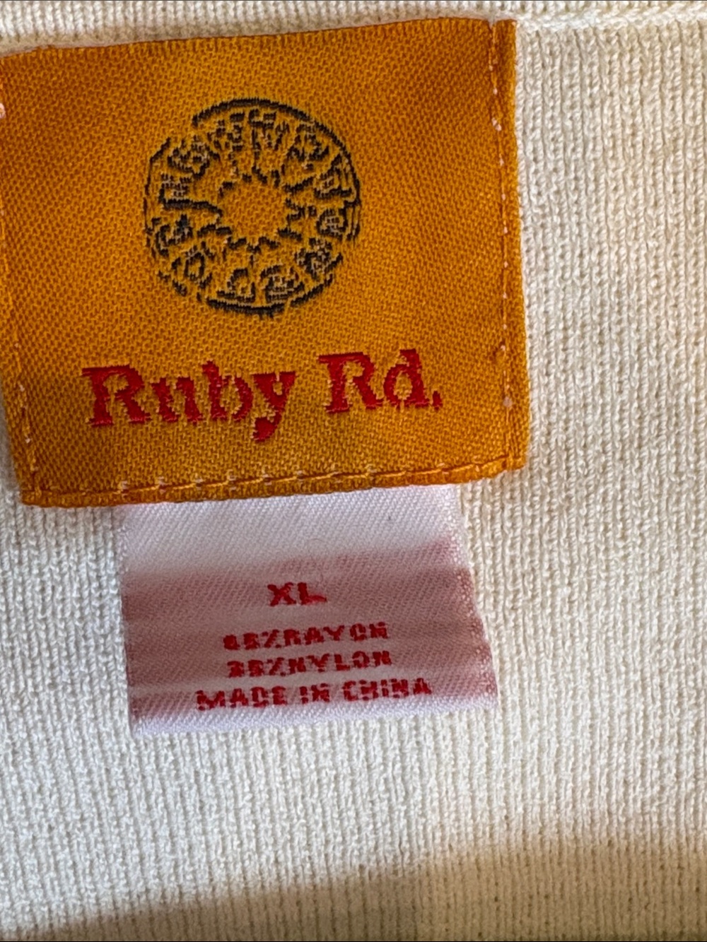 Ruby Rd. Cream Tank with Centerfront Rhinestone Motif - Picture 3 of 6